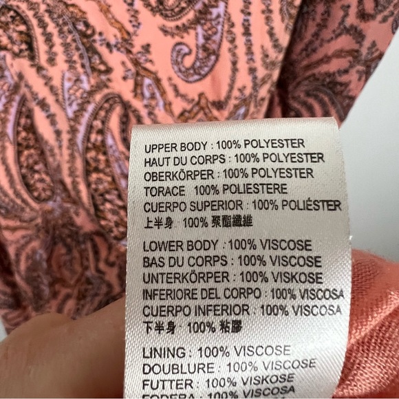 Free People peach floral long sleeve v neck bohemian maxi dress Size 8 Medium - Picture 7 of 8